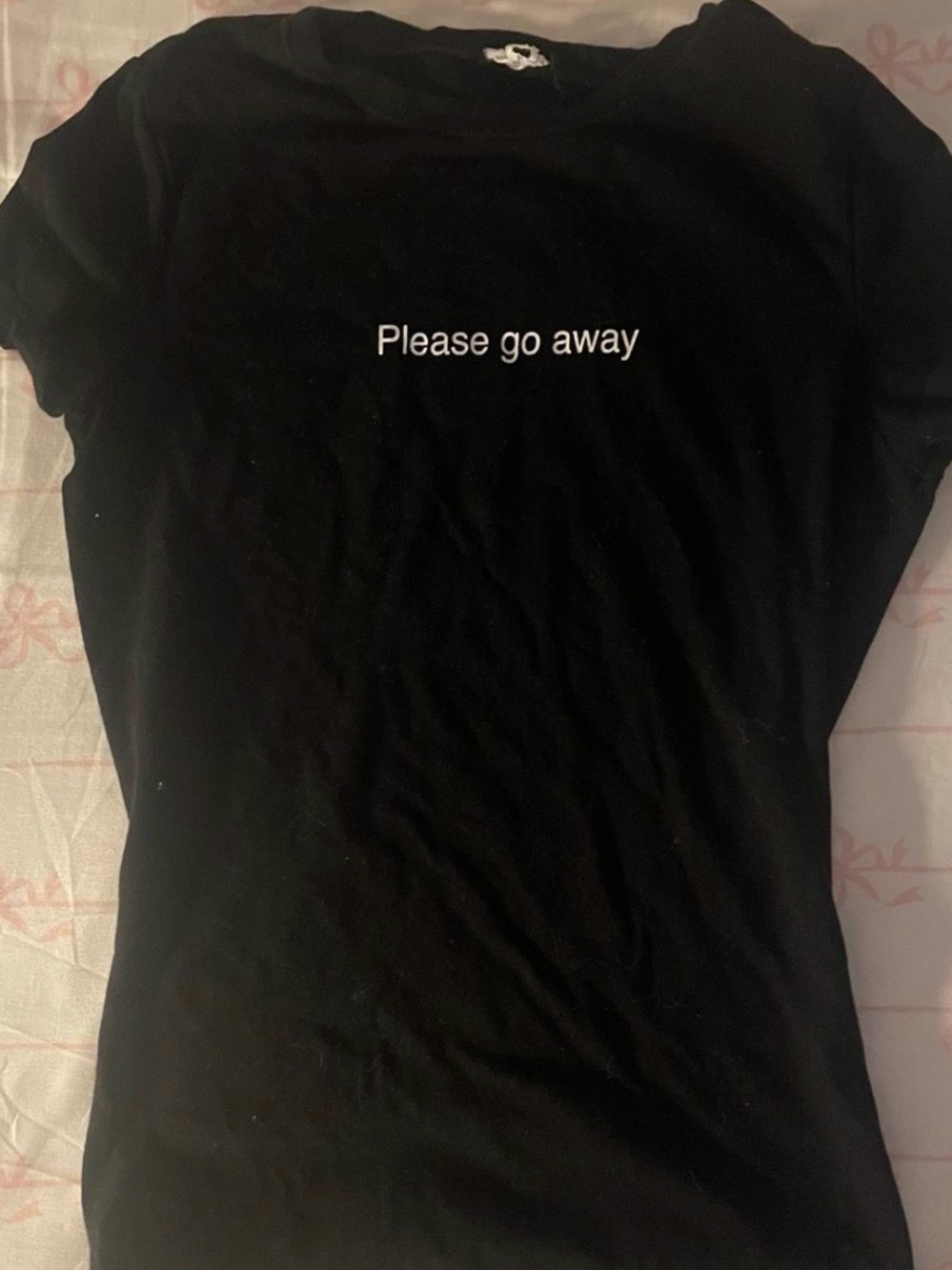Garage Black Tee with "Please go away" White Text